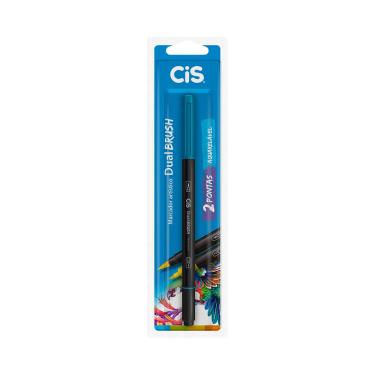Imagem de Marcador Artístico Cis Dual Brush Fine Aquarelável Azul Oceano 0.8mm