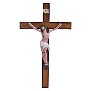 Imagem de Crucifixo De Parede Jesus Misericordioso Imagem Santo 38cm - M3 Decora
