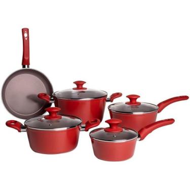 Imagem de Conjunto Panelas 5 peças Ceramic Life Optima Indução Carmin  - Brinox,