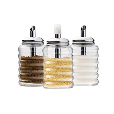Imagem de Açucareiro De Vidro e Inox Com Bico Dosador Haüskraft 300 ml
