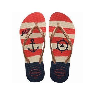 Imagem de Chinelo Havaianas Feminino Bege/Palha/Rose Ref:Slim Nautical