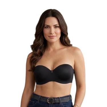 Imagem de Sutiã sem alça Bojo Liso Reforçado Alça Removível Push UP Lingerie Fem