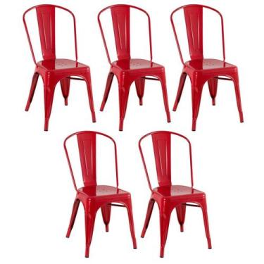 Imagem de Kit 5 Cadeiras Laráz Iron Tolix industrial - Vermelho - Laraz