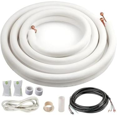 Imagem de Conjunto de tubos de cobre iCool para mini ar condicionado dividido de 4,5 m e 1,9 cm isolado OD HVAC com acessórios brancos