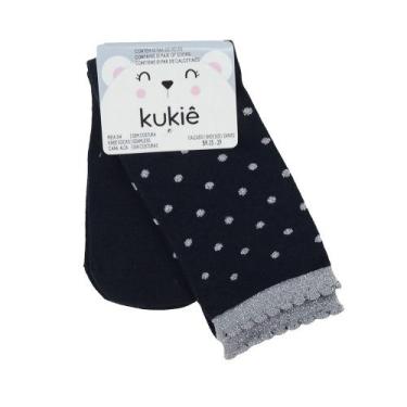 Imagem de Meia Infantil Feminina Kukiê Cano Longo Gliter Preta - 68132, Preto, 3
