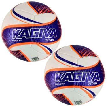 Imagem de Kit 02 Bola De Futebol Society Kagiva Titan 2026, Roxo, Laranja, Único
