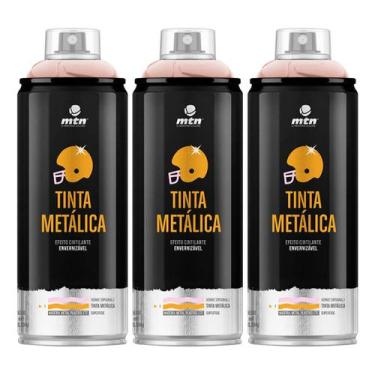 Imagem de Kit 3 Tinta Spray Metálica Pro Rose Gold Brilhante Mtn 400ml - Montana