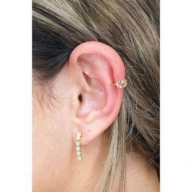 Imagem de Piercing Fake Floratta Joias Coração de Zircônias Coloridas Banhado em Ouro 18k Dourado