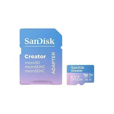Imagem de Cartão de Memória Micro SD SanDisk Creator 512GB V30 A2 U3 SDSQXAV-512