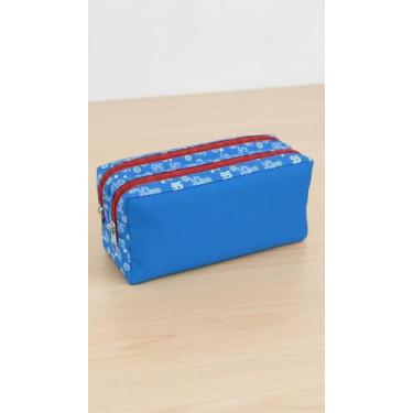 Imagem de Estojo Escolar Duplo Tecido Resistente Azul - Congratulations Store