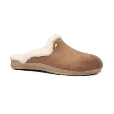 Imagem de Pantufa Feminina Pegada  Chinelo Com Pelos Em Lã, Marrom claro, 36