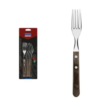 Imagem de Conjunto De Garfos Para Churrasco Tramontina Aço Inox Com Cabo Castanh