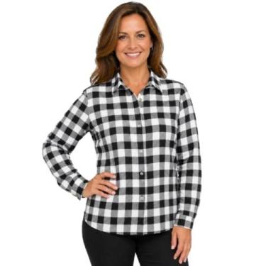 Imagem de Camisa Feminina De Flanela Xadrez Manga Longa COR:AmareloTAMANHO:GG - 
