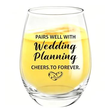 Imagem de Presentes de planejamento de casamento Bride to Be Taças de vinho sem haste Noiva Noivo Presentes de Noivado Noivado Presentes de Noivado para Casais Agenda de Festa de Noivado Lista de Casamento