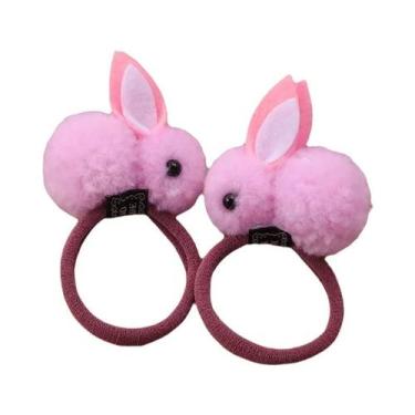 Imagem de Elásticos De Cabelo Com Orelhas De Coelho Peludas Para Meninas, 2 Peça
