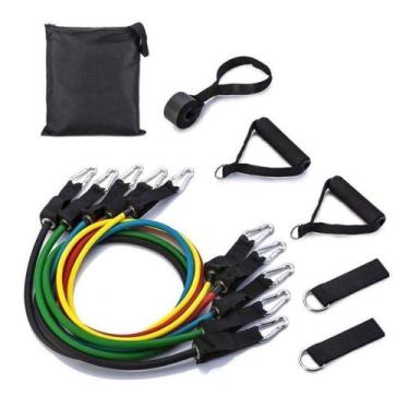 Imagem de Kit Elásticos 11 Itens Treino Funcional Em Casa Pilates Yoga Musculaçã