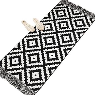 Imagem de jia cool Tapete de área estilo boêmio moderno, (60,8 cm x 90,8 cm), algodão, lavável, tapetes de área vintage, para sala de estar da cozinha