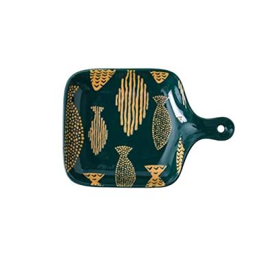 Imagem de Pratos de cozinha de cerâmica GUIPAIHAI com alça única tigela de sala de sobremesa panela de bolo de café da manhã (cor: D)