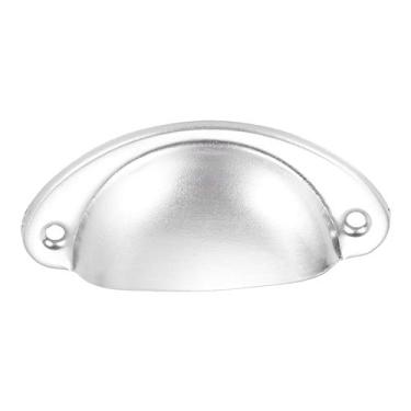 Imagem de Forma de concha puxe alças Metal Knob Antique Gaveta De Gabinete De Elegante Retro Decor Cozinha Cinza Escuro/Porcelana/Prata W/Parafuso 82 * 35mm YYDFPIIA (Color : Chrome White 1pc)