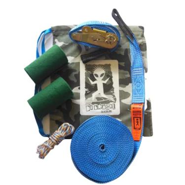 Imagem de Kit de Slackline Completo 15 metros DI BRASIL ADVENTURE com protetor, backup e sacola