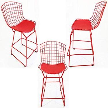 Imagem de Kit 3 Banquetas BERTOIA vermelha - Poltronas do Sul
