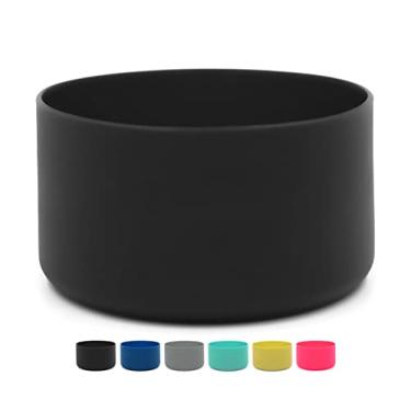 Imagem de Flaskars Bota protetora de silicone para garrafas de água Hydroflask de 340 g - 1,134 g de fundo antiderrapante (preta, serve para Hydroflask 32 e 1,134 g)