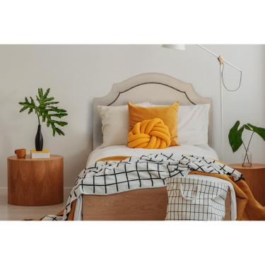 Imagem de Cabeceira Solteiro Provençal 90x60cm Suede Off White - Tachas Fumê