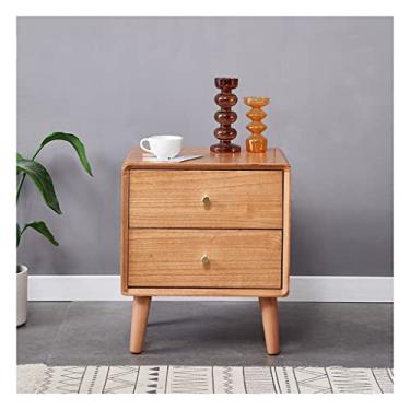 Imagem de Mesas Laterais de Cama com Gaveta Dupla Mesa de Cabeceira Moderna Minimalista Pequeno Apartamento Quarto Mini Armazenamento Armário Casa Madeira Mesa de Cabeceira para Quarto (Cor: A)