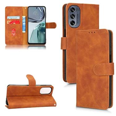 Imagem de YUNCHAO Caixa de telefone Para Motorola Moto G62 Selp Feel Flip Leather Case de telefone capa para celular