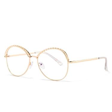 Imagem de Óculos de Sol Retrô Metal Pérola Redondo Feminino Designer de Luxo Grande Armação Óculos de Sol Feminino Gradiente Lente Tons, Dourado, A