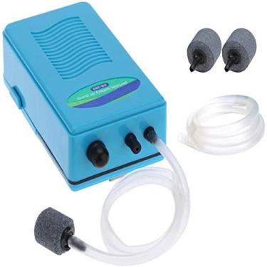 Imagem de Odowalker Bomba de ar de aquário portátil 2 D operada por baterias de reserva, borbulhador de ar, aerador de falta de energia, difusor de oxigênio de emergência salvador de peixes 5,7 × 3 × 0,7 polegadas (14,5 × 3 × 1,7 polegadas) azul