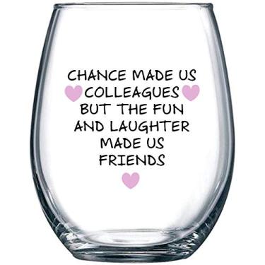 Imagem de Chance Made Us Colleagues - Melhor presente de colega de trabalho - perfeito para o melhor amigo no trabalho - presente de despedida ou de solteiro para homens e mulheres - copo de vinho sem haste de 425 ml