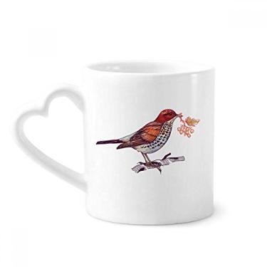 Imagem de Pássaros ramo flores caneca de frutas café cerâmica copo de coração de vidro