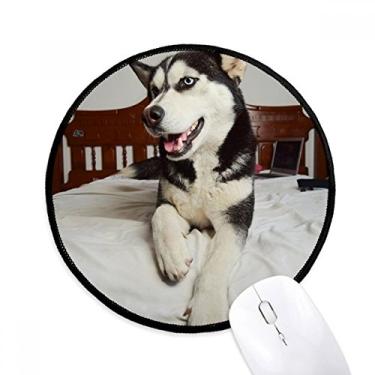Imagem de DIYthinker Tapete de rato para quarto de animal de cachorro Husky para mesa de escritório tapete redondo para computador