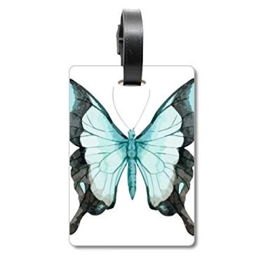 Imagem de Borboleta com asas azuis, etiqueta de mala de viagem, cartão de bagagem, etiqueta de pendurar, Multicolorido.
