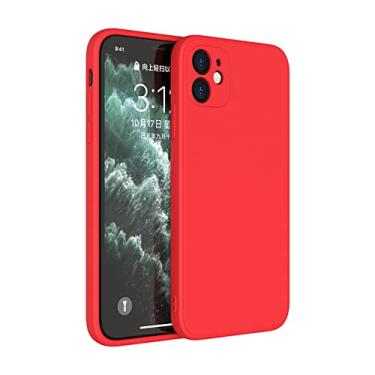 Imagem de Capa de telefone de silicone líquido preta para iPhone 13 12 11 14 Pro XS Max XR X 8 7 6S 6 Plus SE 2020 Capa traseira macia para proteção de câmera, vermelha, para iphone 8 7 Plus