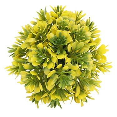 Imagem de Decorações de Plantas de Aquário, Bola de Grama de Aquário Artificial Redonda de Plástico Planta Decoração de Tanque de Peixes Simulação Bola de Planta para Decoração Acessórios (Amarelo)