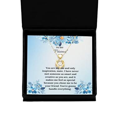 Imagem de Colar de ouro com nó de coração You are My One and Only Friend Joia de incentivo, presente para inspiração, presentes de incentivo, joias ideias de presente, pessoa