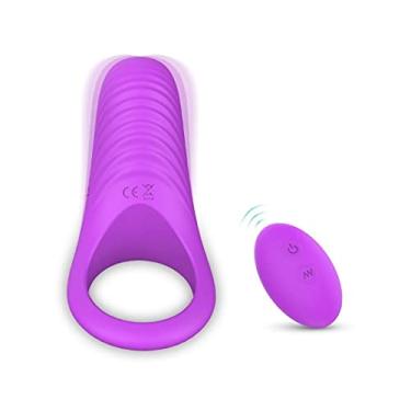 Imagem de Vibrando Pênis Anel Seguro Silicone Médico Controle Remoto 9 Velocidade de Longa Duração Ereção Para Casal Zatla Shop (Roxo)