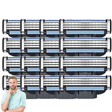 Imagem de Recargas de lâminas de barbear para Gillette, lâminas de barbear masculinas para Mach3, refis de lâminas de barbear Turbo para Gillette com lâminas de aço inoxidável cortadas de precisão,