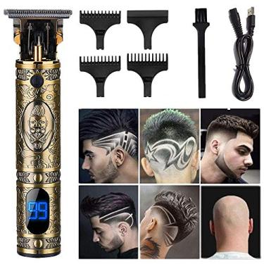 Imagem de Aparador Outliner, delineador elétrico Pro Li com aparador de cabelo sem fio LCD cortado, aparador profissional com lâmina em T, corte rente sem fio (cavaleiro dourado).