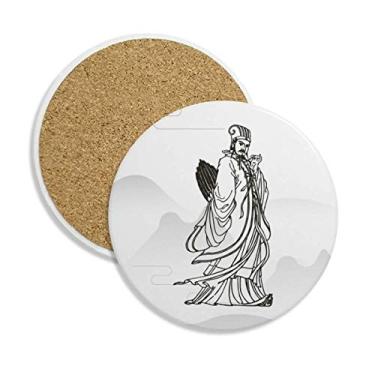 Imagem de Caneca Dao Religion China Zhuge Liang porta-copos de mesa com proteção de pedra absorvente