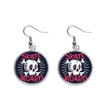Imagem de Skate Board indiano esqueleto sacrifício orelha totem pendurado prata brinco joia feminina