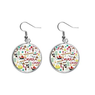 Imagem de China Bamboo Lantern Panda Ear Pendente Prata Brincos Joias Mulheres