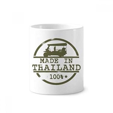 Imagem de Tailândia Make in Thailand — Porta-caneta com ilustração de trator, escova de dentes, caneca, suporte de cerâmica, copo lápis
