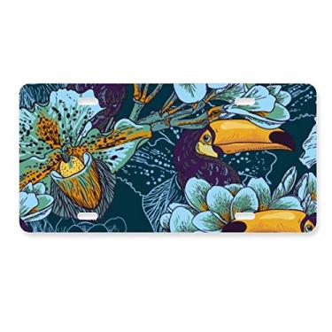 Imagem de DIYthinker Placa de licença de animais com padrão contínuo de orquídea e placa de carro em aço inoxidável