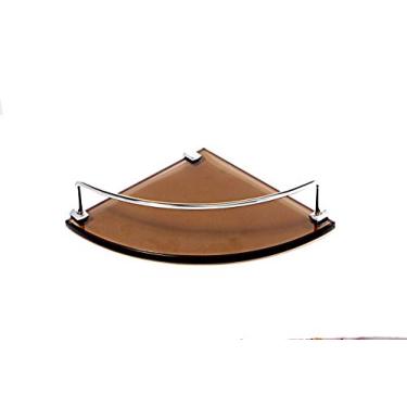 Imagem de Porta Shampoo de Canto Curvo em Vidro Bronze Lapidado - Aquabox - 20cmx20cmx10mm