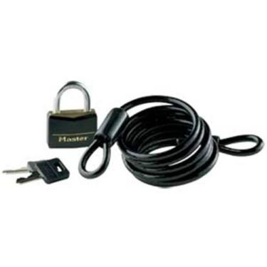 Imagem de Master Lock 614DAT Cabo autoenrolável de 1,8 m e cadeado de latão sólido