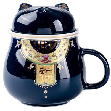 Imagem de PAYNAN Caneca de chá Lucky Cat 400 ml Caneca criativa de cerâmica para escritório, copo de água Kung Fu Tea Ceremony