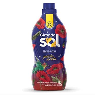 Imagem de Girando Sol Amaciante Concentrado Paixão Secreta 1L Amaciante De Roupas Concentrado Vermelho Nova Fórmula E Mais Intenso Rende 50 Lavagens